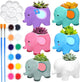 Pasimy 6 Set Ceramics to Paint DIY Ceramic Succulent Planter Pots Paint Your Own Flower Pots Craft Kit Unpainted Bisque Flowerpot with Brush Palette for Family Activity Holiday Gifts(Elephant)