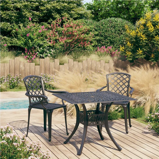 Teenpull 3 Piece Bistro Set, Outdoor Patio Chairs Table Furniture - Cast Aluminum, Elegant Garden Conversation Seating for Balcony, Backyard, Home, and Small Space - Black