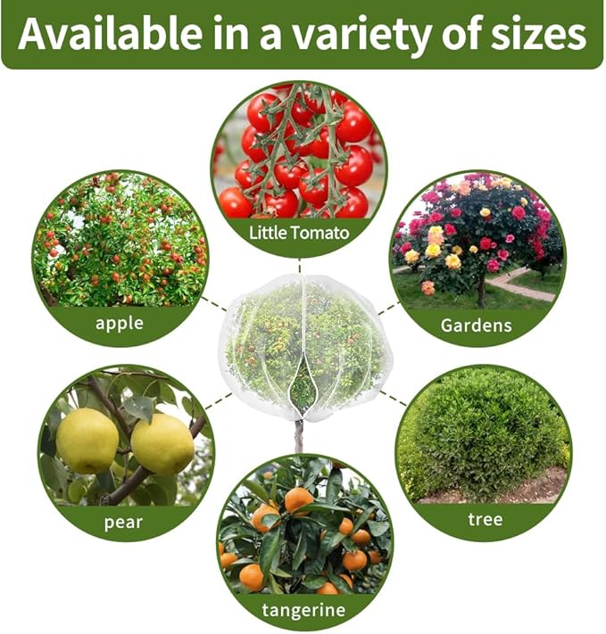 1 Pack Extra-Large Fruit Tree Covers for Birds and Squirrels(15X15ft) –Bird Nets for Fruit Trees with Zipper and Drawstring, Extra Large Durable Mesh Garden Netting to Protect Fruit Trees– Reusable