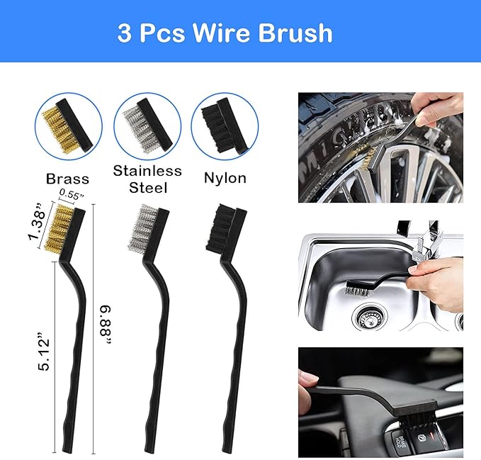 20Pcs Car Wheel Tire Detailing Brush Set,Car Detailing kit,Car Detailing Brushes,Auto Detailing Drill Brush Set,17" Long Handle Rim Wheel Brush,Tire Brush,Car Cleaning Kit for Wheels,Interior,Exterior