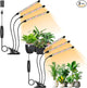 LPMZMBL Full Spectrum LED Grow Light for Indoor Plants, 3Heads Grow Lights for Seed Starting, 10 Dimmable Levels & 3 Timer Modes (3/9/12H), Adjustable 360° Gooseneck with Clip, Plant Grow Light 2 Pack