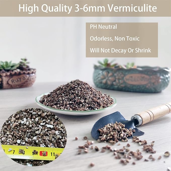 Natural Coarse Vermiculite 5QT for Plants Organic Occurring Mineral Potting Mix Medium for Potted Plants, Hydroponics, Terrariums, Orchids, Mushroom Or Reptile Habitats