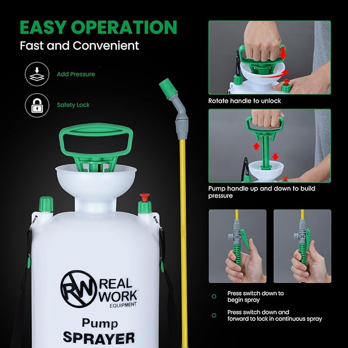 REALWORK 3-Gallon Handheld Tank Sprayer with Carry Handle and Shoulder Strap for Pests & Weeds, Watering Garden, and Spraying Plants, in Translucent White