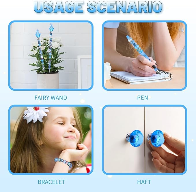 158 Pcs DIY Fairy Wand Garden Stakes Kit,Multiple Color Scheme European Beads Crystal Diamond Tops and 12 or 10 Inch Threaded Rods,Stainless Steel Stakes with Diamond Toppe (Peridot)