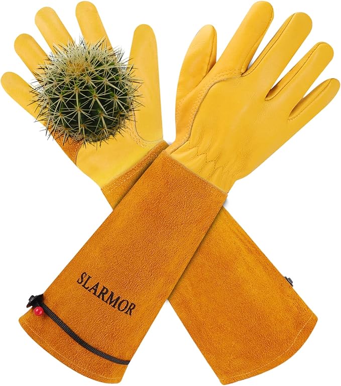 SLARMOR Long Gardening-Gloves Women/Men-Thorn proof Rose Pruning Heavy Duty Gauntlet-M