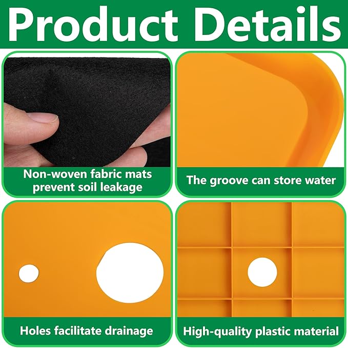 2 Pack 13" Square Planter Insert, Reusable Large Plant Pots Insert with Liner and Drainage Holes, Plastic Pot Fillers for Indoor and Outdoor Plants Growth Reduce Soil Usage