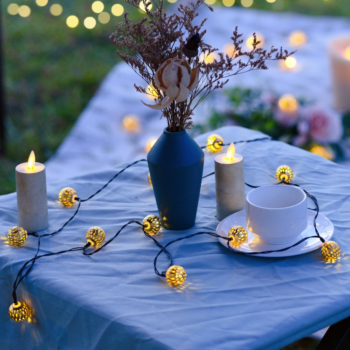Moroccan String Lights Plug-in 60 LED 29ft Indoor Outdoor Waterproof 8 Modes Diwali Lights with Timer & Remote Control, Decorative Globe for Bedroom Christmas, Warm White