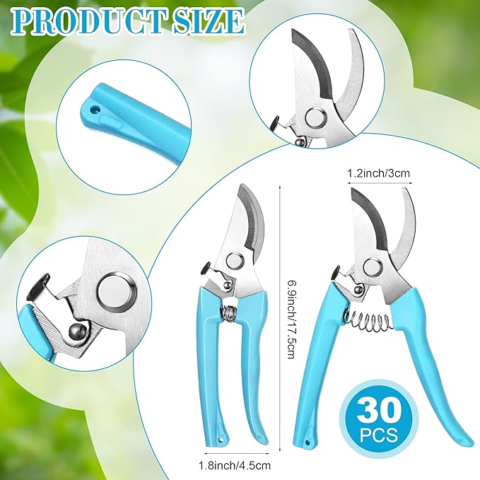 Chumia 30 Garden Flower Shears Pruning Scissors Heavy Duty Plant Scissors Trimming Garden Clippers Hand Tree Pruner for Yard Gardening Plants Hedge Flower Tree Cutting Secateurs (Blue)