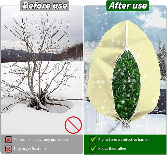 BATULU,Winter Plant Covers Freeze Protection, 78.7 * 94.4inch Plant Covers for Winter, with Zipper and Drawstring, Suitable for Plants,Fruit Trees, Shrubs, and Potted Plants