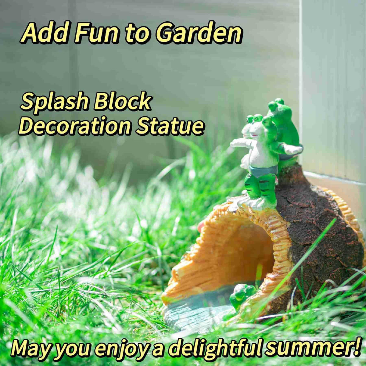 APX Frog Gutter Downspout Extensions, Decorative Splash Block Statue.