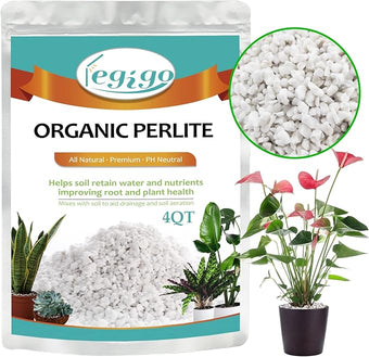 Legigo 4 Quarts Organic Horticultural Perlite for Plants Indoor- Natural Horticultural Soil Additive Conditioner Mix for Improves Drainage, Ventilation and Root Growth