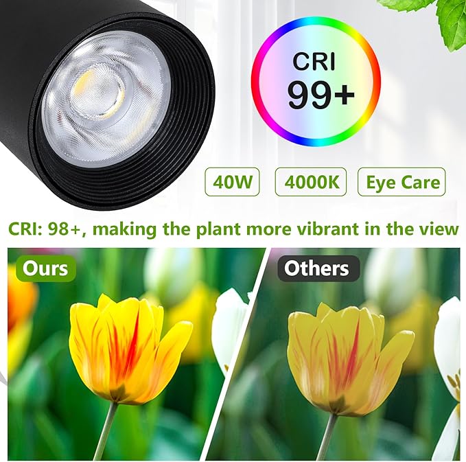 HMVPL 40W Grow Lights Stand for Indoor Plants Full Spectrum, Standing Plant Light for Indoor Growing with COB Plant Light Bulb, 4/8/12H Timer, Tall Growth Floor Lamp for Large Plant (6 Level Height)