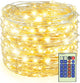 Decute 300LED Christmas Tree String Lights 99FT Silver Wire Warm White Dimmable with Remote Control, UL Cerficated Plug in Fairy Lights Decorative for Party Wedding Indoor Outdoor