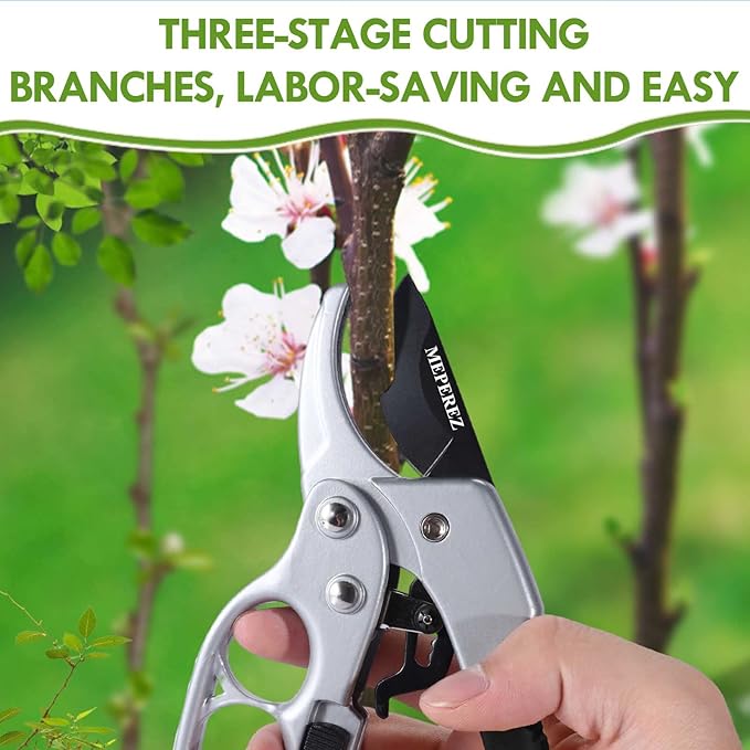 Ultra Sharp Germany Steel Pruning Shears - Cuts 3X Easier, Ergonomic Design - Weak Hand Arthritis Snips, Effortlessly 1-Inch Cut Capacity Heavy Duty Garden Scissors, Sharp Garden Clippers