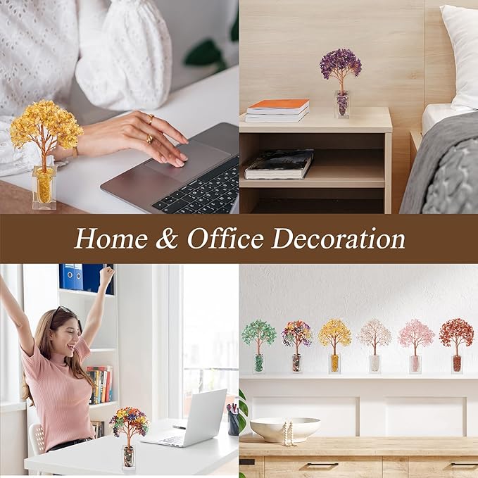 MAGIC AND MIRACLES Clear Quartz Crystal Tree of Life, Office Home Decor, Christmas Birthday House Warming Anniversary Motivational Gifts, Spiritual Meditation Yoga Plant for Women Daughter Adult