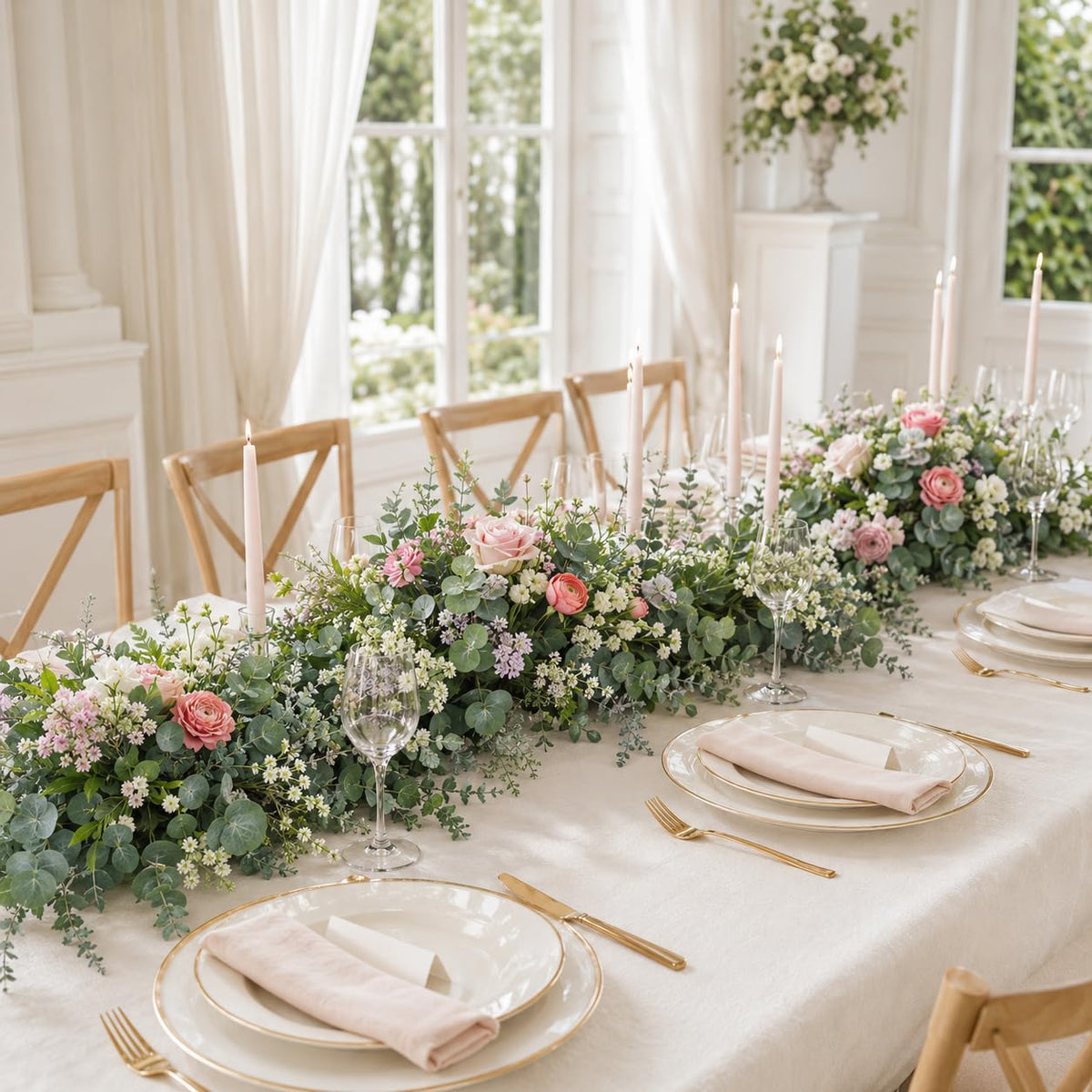 Anbeser 100 Pcs 4 Kinds Mixed Artificial Eucalyptus Greenery Stems Bulk