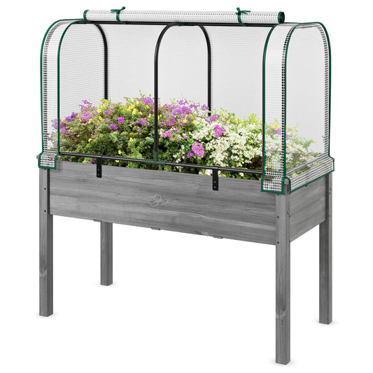 Happygrill Raised Garden Bed with Greenhouse Cover & Legs