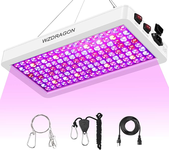 2024 Upgraded BW2000 LED Grow Lights Double Chips Full Spectrum with 10ft Cable for Greenhouse and Indoor Plant Veg and Flower Growing [White]