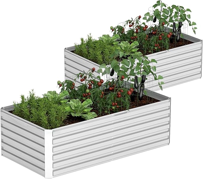 8x4x2 ft Outdoor Raised Garden Bed, Large Metal Planter Raised Beds, Planters for Outdoor Plants for Vegetables, Flowers, Herbs, Fruits, and Succulents.(2 Pcs)