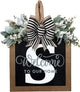Last Name All Year Wreath, for Front Doors, Spring, Fall, 26 Last Name Letters All Year Round Wreaths, Suitable for Wedding Decorations, Home Porches, Farmhouses, Yards, Garden Decorations, Gifts (S)
