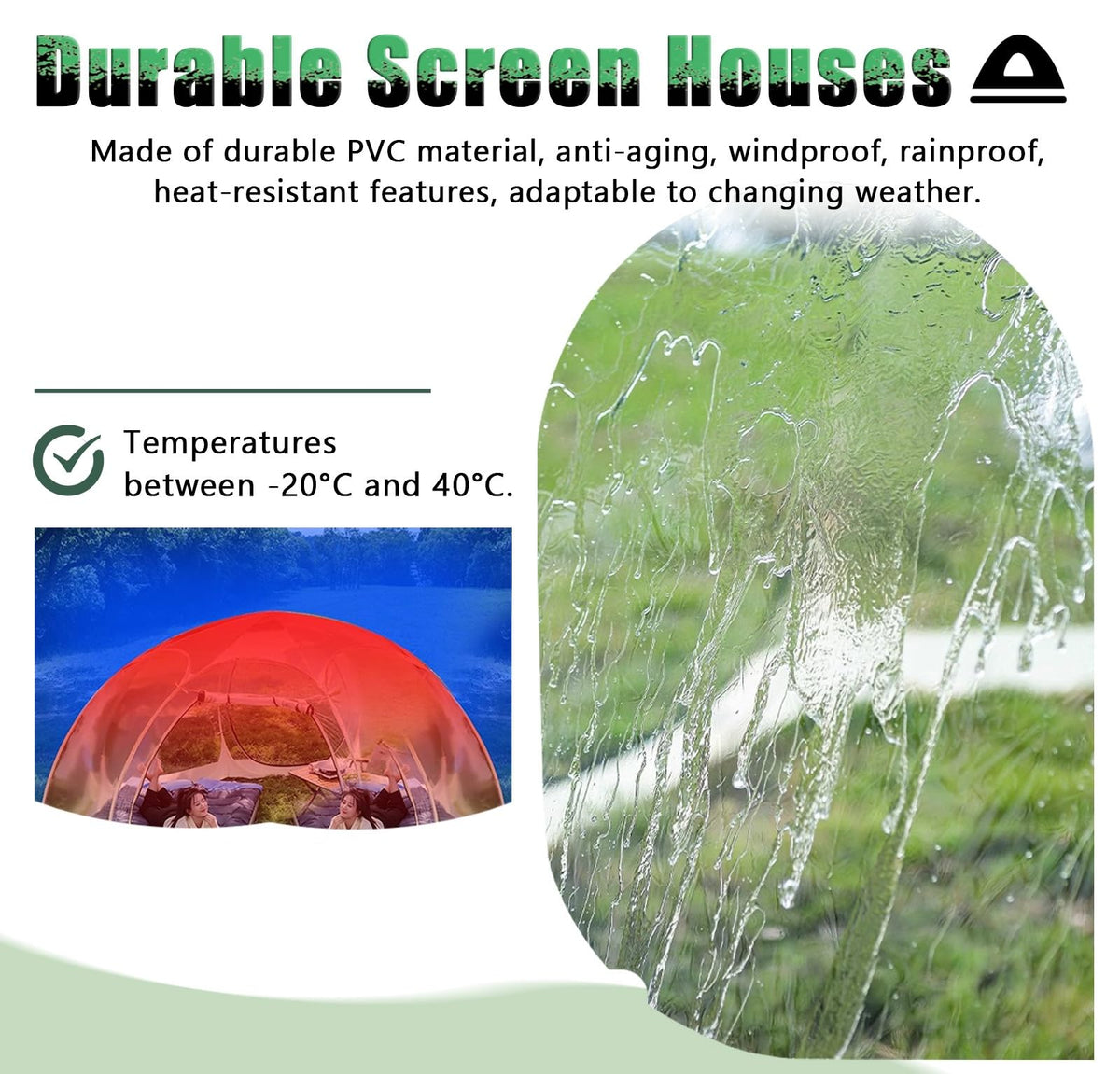 Oracra Bubble Tent Camping Bubble Tent Screen Houses - 360x360x220cm, Freestanding Garden Igloo Canopy Shelters Pop-up, All Weather Greenhouse Screen Tents for Party