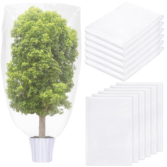 Perthlin 6 Pcs Winter Plant Covers Freeze Protection Small Plastic Clear Film Cover Shelter Bags Waterproof Frost Cloth for Outdoor Plants Greenhouse Garden Rain Frost Protection(47.2 x 71 Inch)