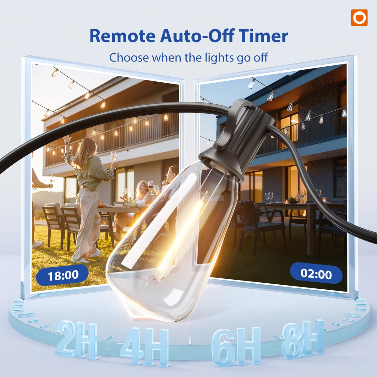 addlon 100FT(50FT*2) Outdoor String Lights ST38 LED with Remote Waterproof