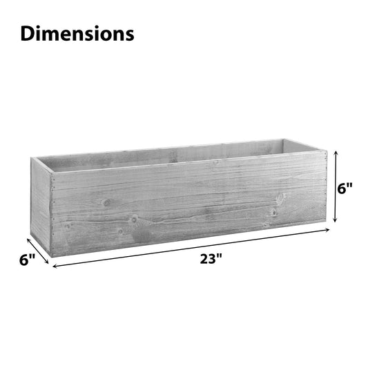 CYS EXCEL White Rectangle Wood Planter Box with Removable Plastic Liner (H:6" Open:23"x6") | Multiple Size Choices Wood Rectangular Planter White Color | Indoor Decorative Window Box