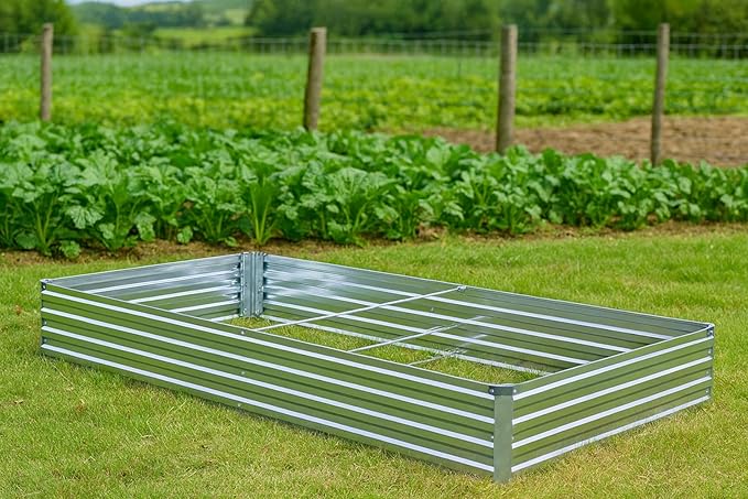 2 Pack 6x3x1FT Galvanized Raised Garden Beds Kit Outdoor Metal Gardening Planter Box for Vegetable Elevated Flower Herbs,Silver
