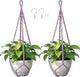 EJGIEGSO Macrame Plant Hanger, Up to 4-15 inch Pots, Wood Beads Cotton Hanging Planter Holder for Indoor Outdoor Boho Home Decor, 35 Inch, Set of 2 (Purple)