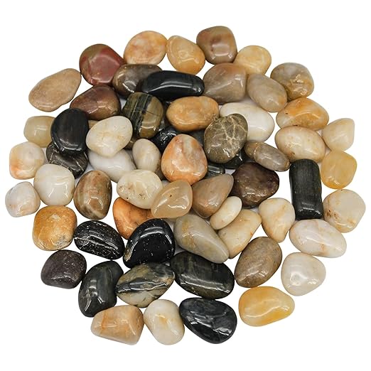 Virekm River Rocks, Decorative Ornamental Pebbles,Garden Landscaping Stones,Gravel Filler for Home Decoration Flower Bed Fish Tank Plants Vases Succulents