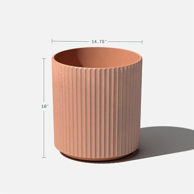 Veradek Demi Series Round Planter for Porch, Patio, Backyard | Durable Plastic-Stone Composite Material | Modern Décor for Tall Plants, Flowers