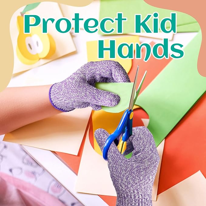 Evridwear Cut Resistant Gloves for Kids 7-9 Years, Level 5 Protection Cutting Gloves Food Grade for Cooking, Whittling, Wood Carving, Gardening and DIY