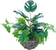AlphaAcc 15.8" Artificial Monstera Plant in Rattan Woven Round Basket Planter Lifelike Fake Plants Decorative Artificial Plants Tropical Greenery for Kitchen Bathroom Bedroom Living Room Office Decor