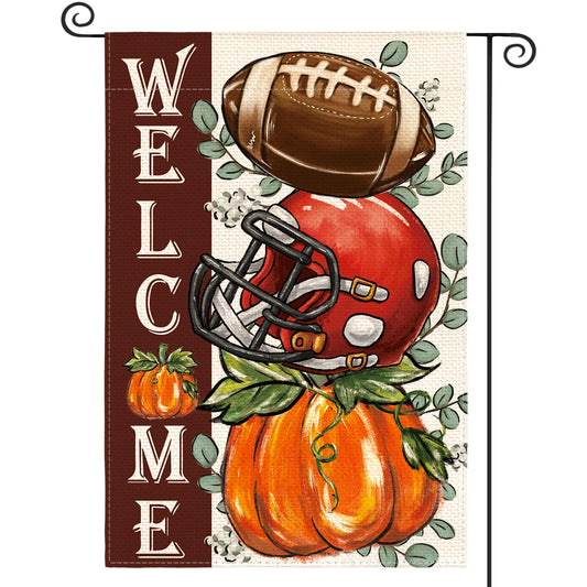 AVOIN colorlife Fall Football Garden Flag 12x18 Inch for Outside Red