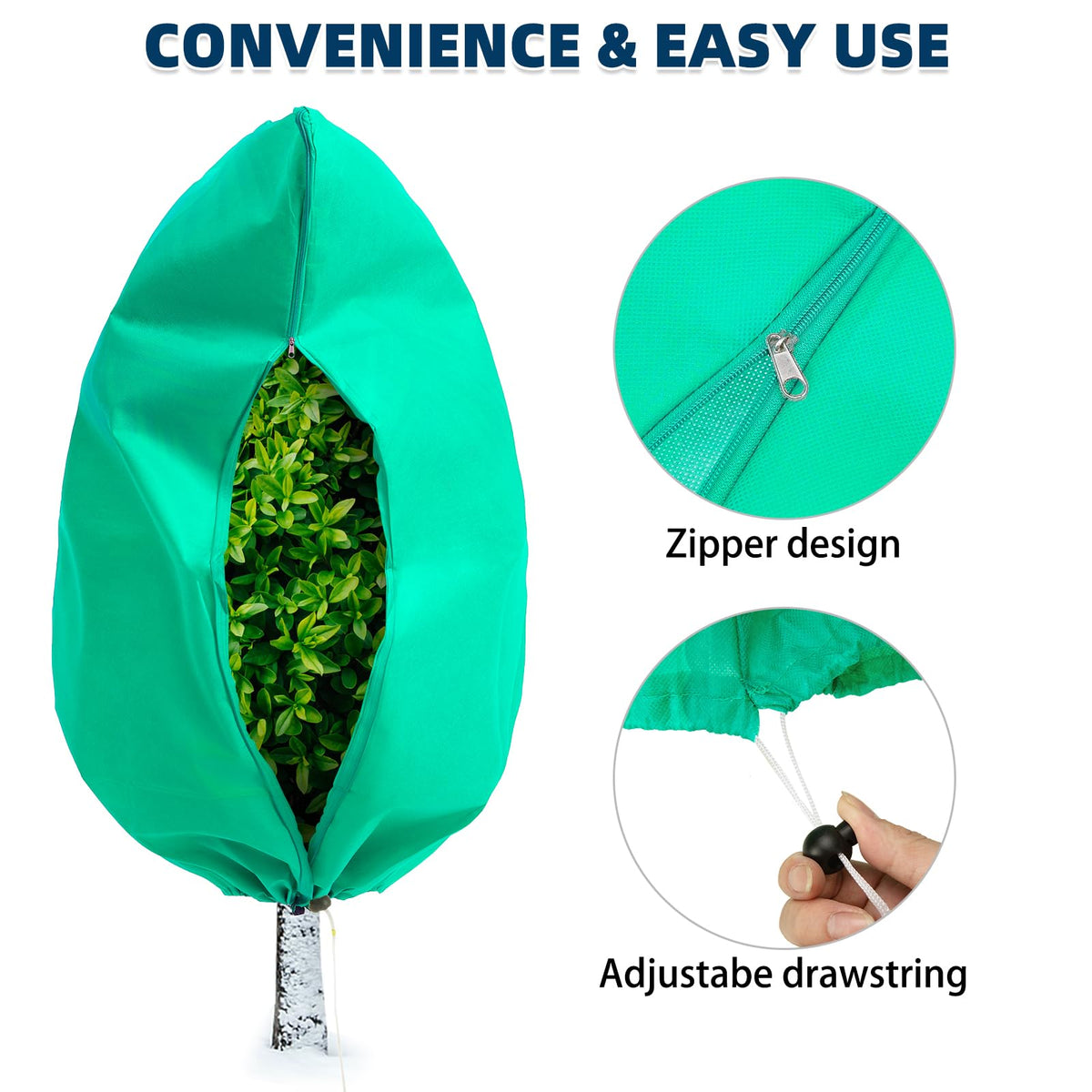 Homimp Plant Covers Freeze Protection, 8 Pack Frost Covers with Zipper Drawstring (23.6" x 31.5") Plant Protection Cover Bags for Outdoor Winter Frost Cold Weather Shrubs Trees Jacket Covers,Green