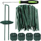 Bakulyor 100pcs Green Artificial Turf Stakes Staples + 100pcs Buffer Washer, 6 Inch 11 Gauge Landscape Staples, Galvanized Lawn Spikes, Heavy Duty Yard Ground Pin for Grass Weed Barrier Sod Fabric