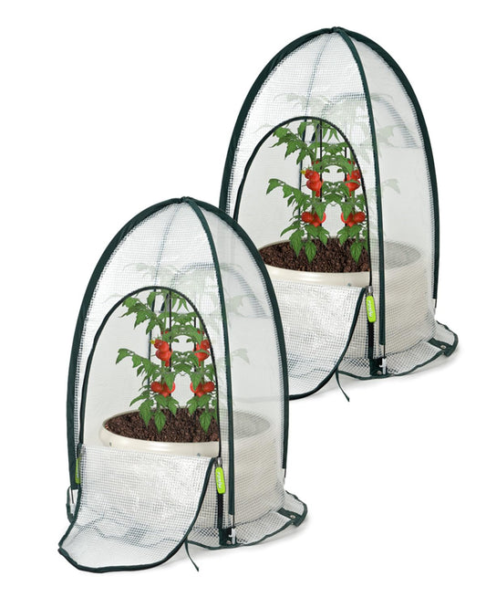Pop up Greenhouse Tent Cover for Raised Bed,Pack of 2,Gardening Flower House Sunshine Room with Mesh Windows,Backyard PE Cover for Cold Frost Protector with Stakes