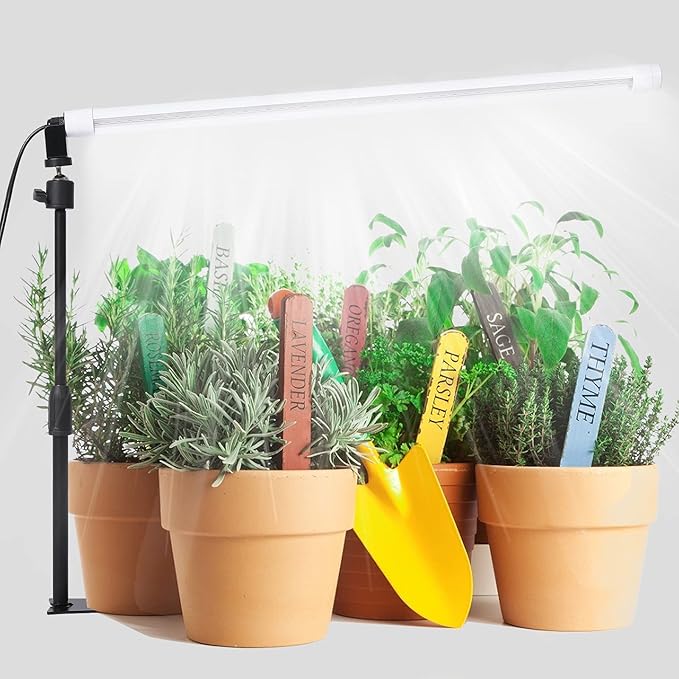 JCBritw Standing LED Grow Light，Adjustable 2ft T8 Bar Plant Light, White 4500K Full Spectrum Plant Grow Lamp on Stand for Indoor Plants Seed Starting, Seedlings, Veg, Flower