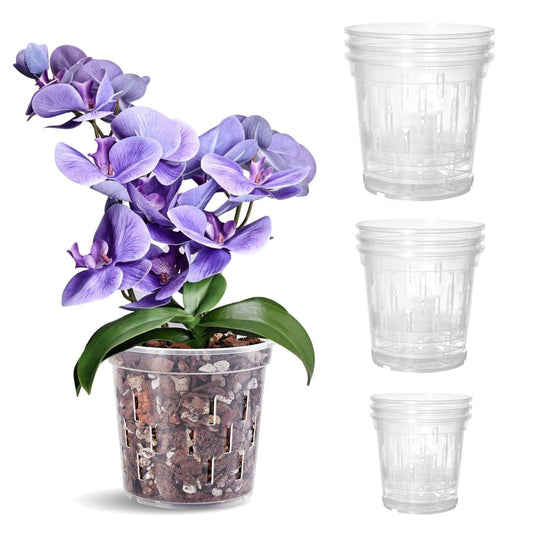 TRUEDAYS Orchid Pot 9 Pack, 3 Each of 4/5/6 Inch Plant Pot with Drainage