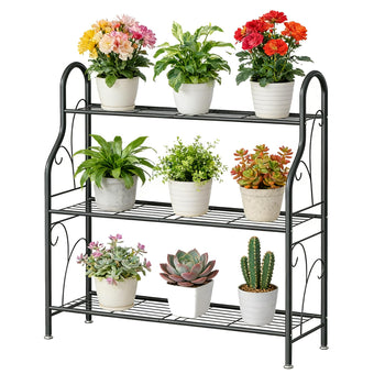 SORCEDAS Plant Stand Indoor Outdoor 3 Tier Metal Corner Flower Shelf