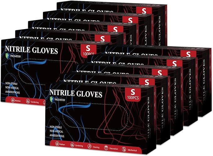 PROMEDIX P Nitrile Disposable Gloves,4mil-100 Count,Gloves Disposable Latex Free,Powder Free for Cooking,Household,Food safe