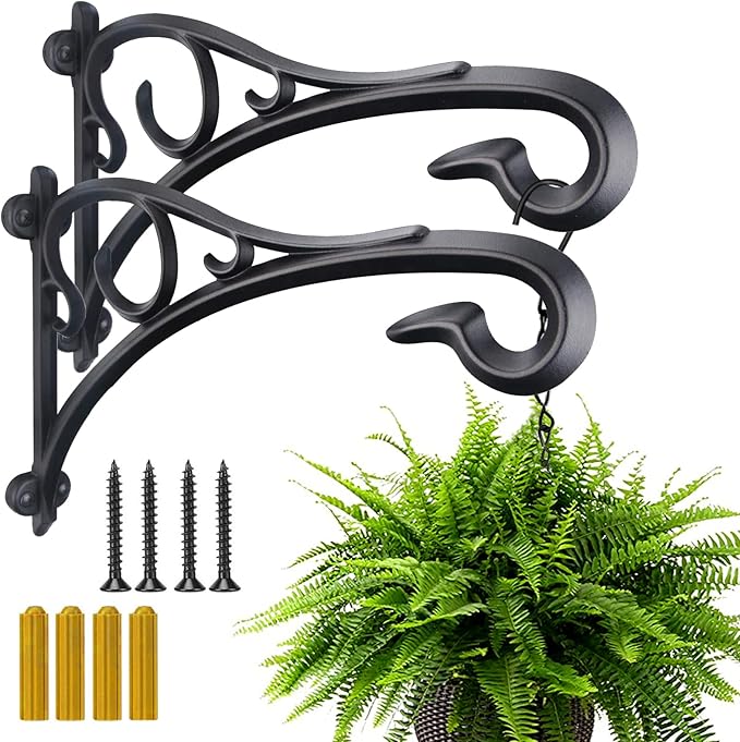 Hanging Plant Bracket, Heavy Duty Artistic Garden Hook (13 Inches/2 Pack) Thicker More Durable Rust-Resistant, for Hanging Plants, Bird Feeders, Lanterns, Potted, Outdoor Indoor Hanging Brackets Hooks
