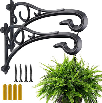 Hanging Plant Bracket, Heavy Duty Artistic Garden Hook (13 Inches/2 Pack) Thicker More Durable Rust-Resistant, for Hanging Plants, Bird Feeders, Lanterns, Potted, Outdoor Indoor Hanging Brackets Hooks