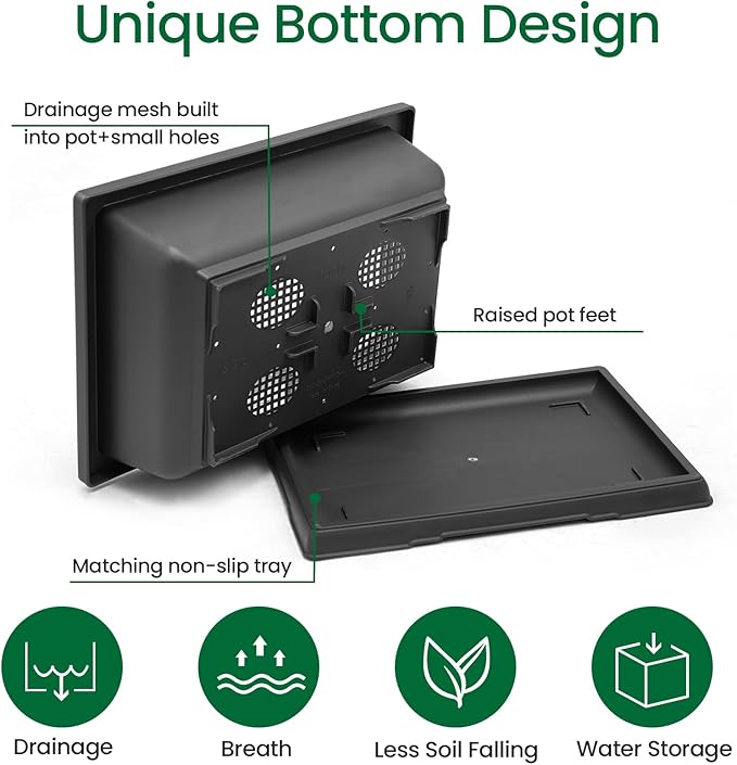 GROWNEER Large Bonsai Training Pots 3 Packs 14 Inch with Drainage Humidity Trays, Bonsai Tree Starter Kits with 1 Repotting Mat, Growing Rectangle Planter for Garden Yard Office Indoor Outdoor