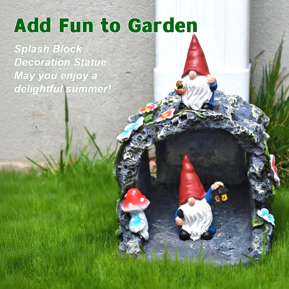 Gnome Sculpture Gutter Diverter Rain, Decorative Gutter Downspout Extension