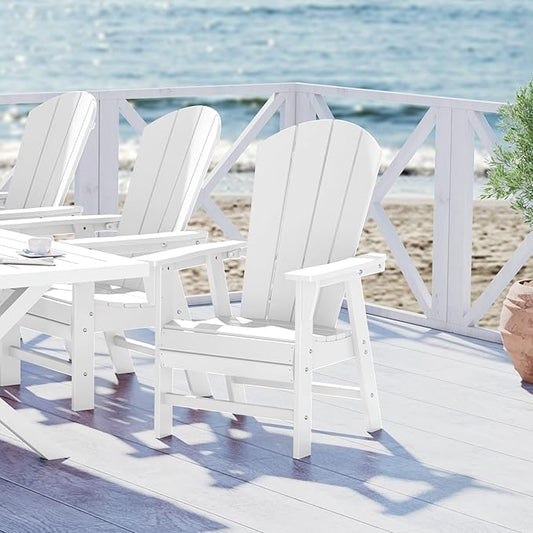 WestinTrends Malibu Malibu Outdoor Patio HDPE Plastic Adirondack Dining Chair White