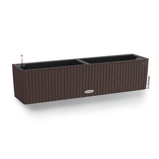 Lechuza BALCONERA Cottage 80 Mocha, Self-Watering Window Box (Railing Planter), H7.5 L31.5 W7.5 in