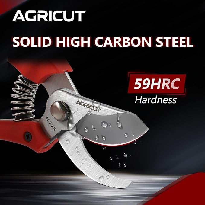 AGRICUT Pruning Shears for Gardening - 4/5 Inch Cut Capacity Bypass Pruners with High Carbon Steel Blade PP Handle Gardening Scissors Sharp Hand Clippers