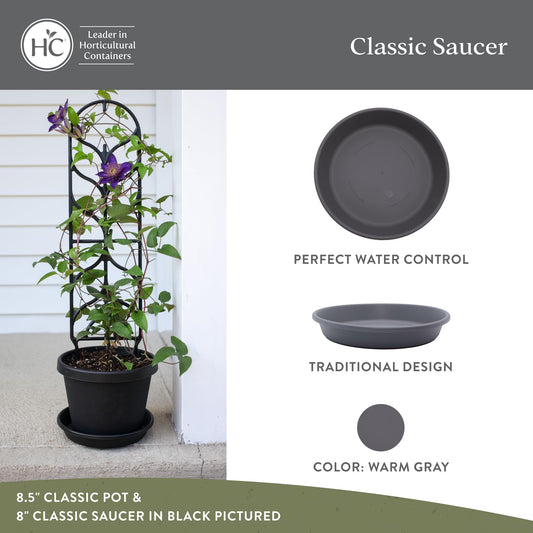 The HC Companies Classic Round Planter Pot, 6 Inch, Warm Gray, 4-Pack